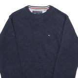 TOMMY HILFIGER Mens Navy Patterned Cotton Crew Neck Basic Knit Jumper S