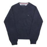 TOMMY HILFIGER Mens Navy Patterned Cotton Crew Neck Basic Knit Jumper S
