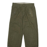 Womens Cotton Blend Button Regular Fit Trousers W30 L31 Olive Green Casual