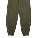 Womens Cotton Blend Button Regular Fit Trousers W30 L31 Olive Green Casual