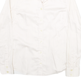 BANANA REPUBLIC Womens White Shirt UK 4 Cotton Blend Button Collar Long Sleeve