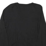 TOMMY HILFIGER Mens Black Plain Cotton Blend Jumper V-Neck Basic Knit L Classic