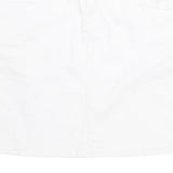 EARL JEAN Womens White Cotton Blend Mini Denim Plain Skirt M Casual Stylish