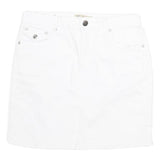 EARL JEAN Womens White Cotton Blend Mini Denim Plain Skirt M Casual Stylish