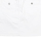 EARL JEAN Womens White Cotton Blend Mini Denim Plain Skirt M Casual Stylish