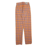 TOP IN Womens Cotton Blend Orange & Purple Tartan Slim Straight Trousers W26 L32