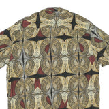 Mens Black Beige Red Cotton Blend Short Sleeve Shirt M Printed Pattern Casual