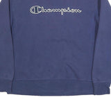 CHAMPION Mens Blue Crew Neck L Sweatshirt Cotton Blend Pullover Logo