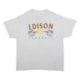 Mens Grey Edison Football Graphic T-Shirt L Short Sleeve Crew Neck Casual Cotton