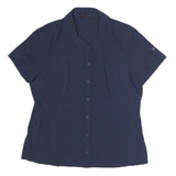 MAMMOT Womens Navy Blue Shirt Polyester Blend M Casual Button-Up Short Sleeve