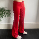 D. Belfort Flared Trousers - 31W UK 10 Red Polyester