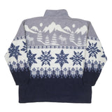 R & R SPORT Mens Blue Grey Patterned Zip Jacket L Polyester Blend Winter Style