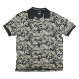 IZOD Mens Black & Grey Tropical Print Short Sleeve Polo Shirt L Casual Golf