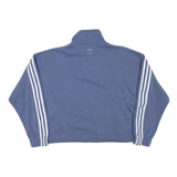 ADIDAS Womens Blue Cotton Blend Sweatshirt High Neck UK 14 Relaxed Fit 3 Stripe