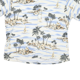 PIERRE CARDIN Mens White Blue Tropical Print Shirt 2XL Cotton Blend Casual