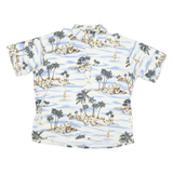 PIERRE CARDIN Mens White Blue Tropical Print Shirt 2XL Cotton Blend Casual