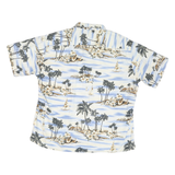 PIERRE CARDIN Mens White Blue Tropical Print Shirt 2XL Cotton Blend Casual