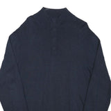 TOMMY HILFIGER Mens Navy Plain Pullover Roll Neck Basic Knit L Wool Blend Jumper