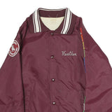 Womens Burgundy & White Figure Skating Jacket L Polyester Button Bomber