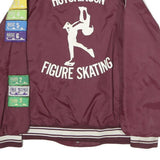 Womens Burgundy & White Figure Skating Jacket L Polyester Button Bomber