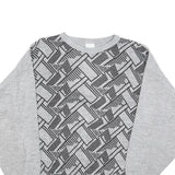 Womens Grey Geometric Pattern Plain Crew Neck Basic Knit Jumper L Acrylic
