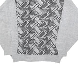 Womens Grey Geometric Pattern Plain Crew Neck Basic Knit Jumper L Acrylic