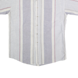 LOAFERS Mens Blue & White Stripe Cotton Blend Shirt L Casual Summer Short Sleeve
