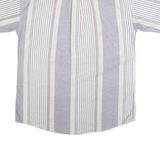 LOAFERS Mens Blue & White Stripe Cotton Blend Shirt L Casual Summer Short Sleeve