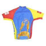 Mens Blue & Yellow MS Bike Ride Graphic Cycling Jersey 2XL Short Sleeve Crew