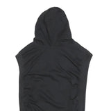 NIKE Womens Black Cotton Blend Sleeveless Hoodie UK 14 Graphic Print Hooded