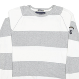 NAUTICA Mens Grey & White Patterned Cotton Blend Jumper Crew Neck Basic Knit L