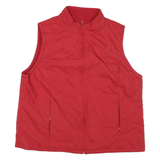 Mens Red Quilted Sleeveless Jacket M Polyester Blend Zip Outdoor Casual