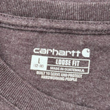 Carhartt Long Sleeve T-Shirt - Large Burgundy Cotton Blend