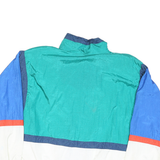 LAVON Mens Blue Green White Colourblock Windbreaker Jacket L Nylon Zip Hooded
