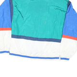 LAVON Mens Blue Green White Colourblock Windbreaker Jacket L Nylon Zip Hooded