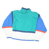 LAVON Mens Blue Green White Colourblock Windbreaker Jacket L Nylon Zip Hooded