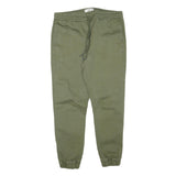 PULL AND BEAR Mens Cotton Blend Olive Relaxed Jogger Trousers W32 L27 Drawstring
