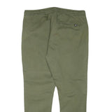 PULL AND BEAR Mens Cotton Blend Olive Relaxed Jogger Trousers W32 L27 Drawstring