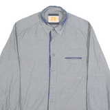 BOSS Mens Blue & White Striped Shirt Cotton M Button Closure Long Sleeve Regular