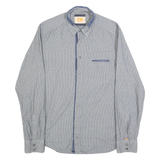 BOSS Mens Blue & White Striped Shirt Cotton M Button Closure Long Sleeve Regular