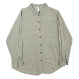 H&M Womens Beige Cotton Blend Shirt Long Sleeve Collared S Casual Relaxed Fit