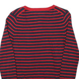 TOMMY HILFIGER Womens Red & Navy Striped Patterned V-Neck Basic Knit Jumper S