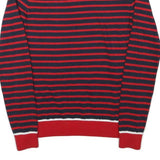 TOMMY HILFIGER Womens Red & Navy Striped Patterned V-Neck Basic Knit Jumper S