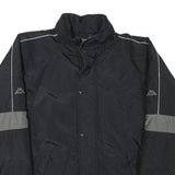 KAPPA Mens Black & Grey Button Jacket S Polyester Blend Plain Sport Casual
