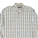 NAUTICA Mens Beige & White Checked Shirt XL Classic Cotton Blend Long Sleeve