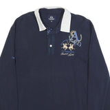 LA MARTINA Mens Navy Blue Polo Shirt XL Cotton Blend Long Sleeve Embroidered ARG