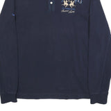 LA MARTINA Mens Navy Blue Polo Shirt XL Cotton Blend Long Sleeve Embroidered ARG