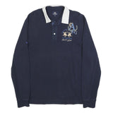 LA MARTINA Mens Navy Blue Polo Shirt XL Cotton Blend Long Sleeve Embroidered ARG