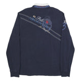LA MARTINA Mens Navy Blue Polo Shirt XL Cotton Blend Long Sleeve Embroidered ARG