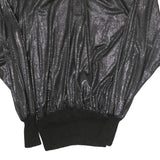 HEBERT Womens Black Printed Sports Top Long Sleeve Collared M Shiny